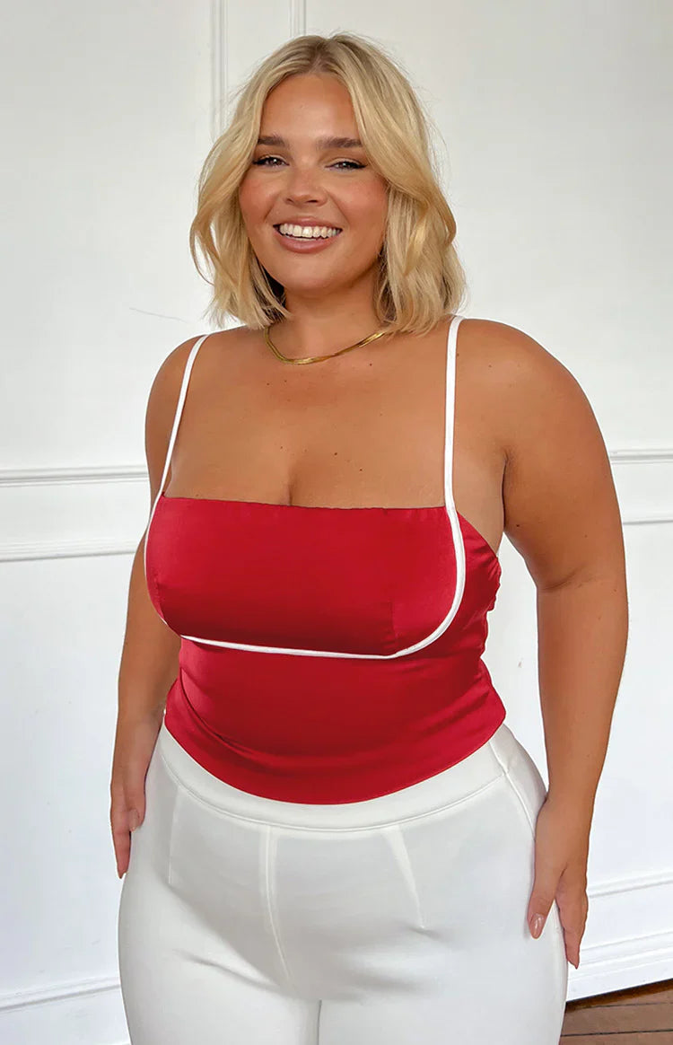 Tamra Low Back Top | Red