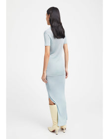 Tate | Ribbed Polo Top | Sky