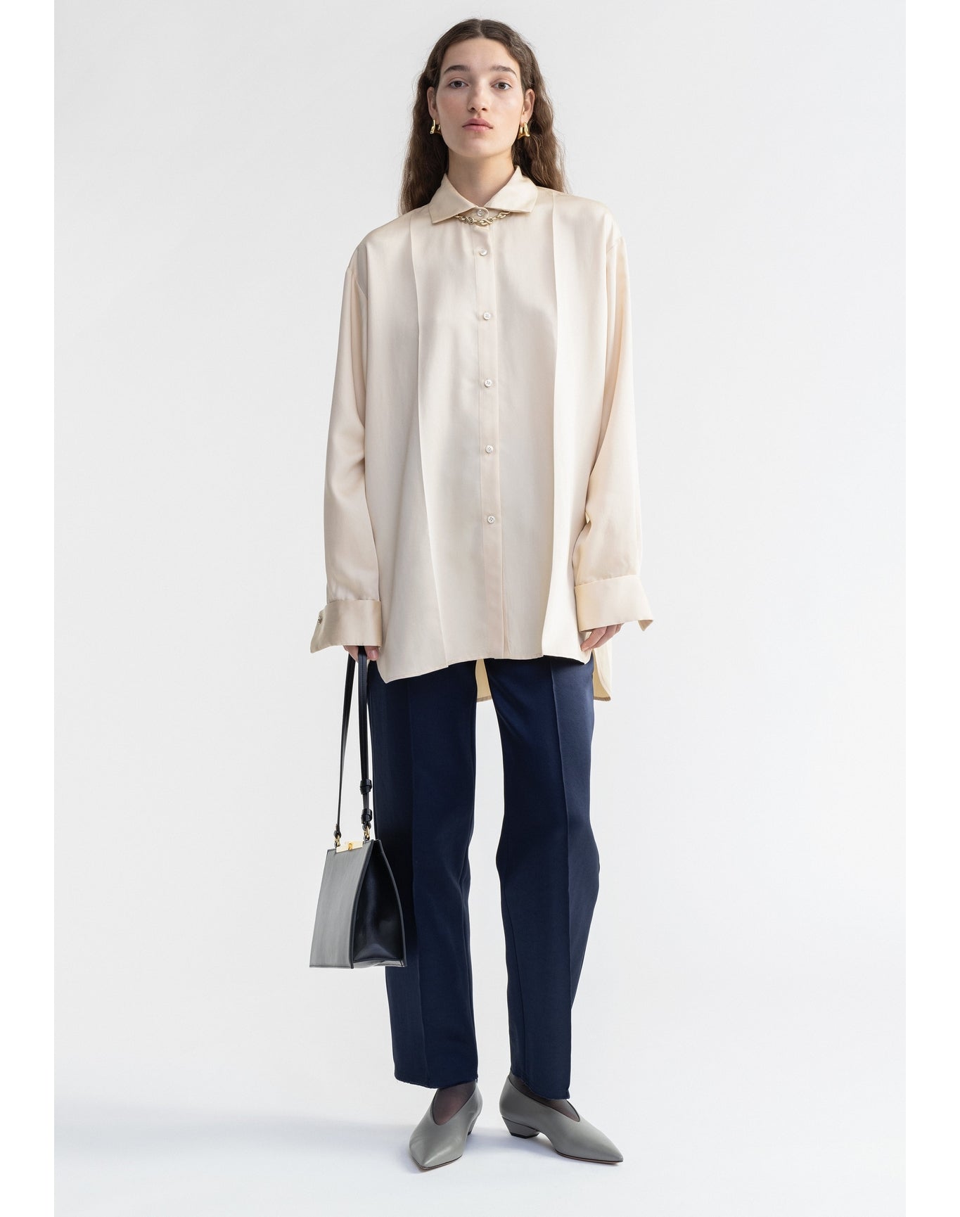 Terre | Oversized Cupro Shirt | Cream