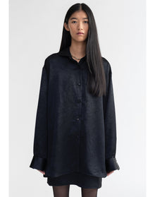 Terre | Oversized Satin Shirt | Black