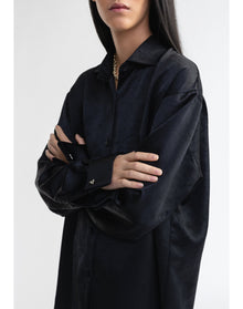 Terre | Oversized Satin Shirt | Black