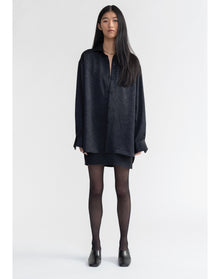Terre | Oversized Satin Shirt | Black
