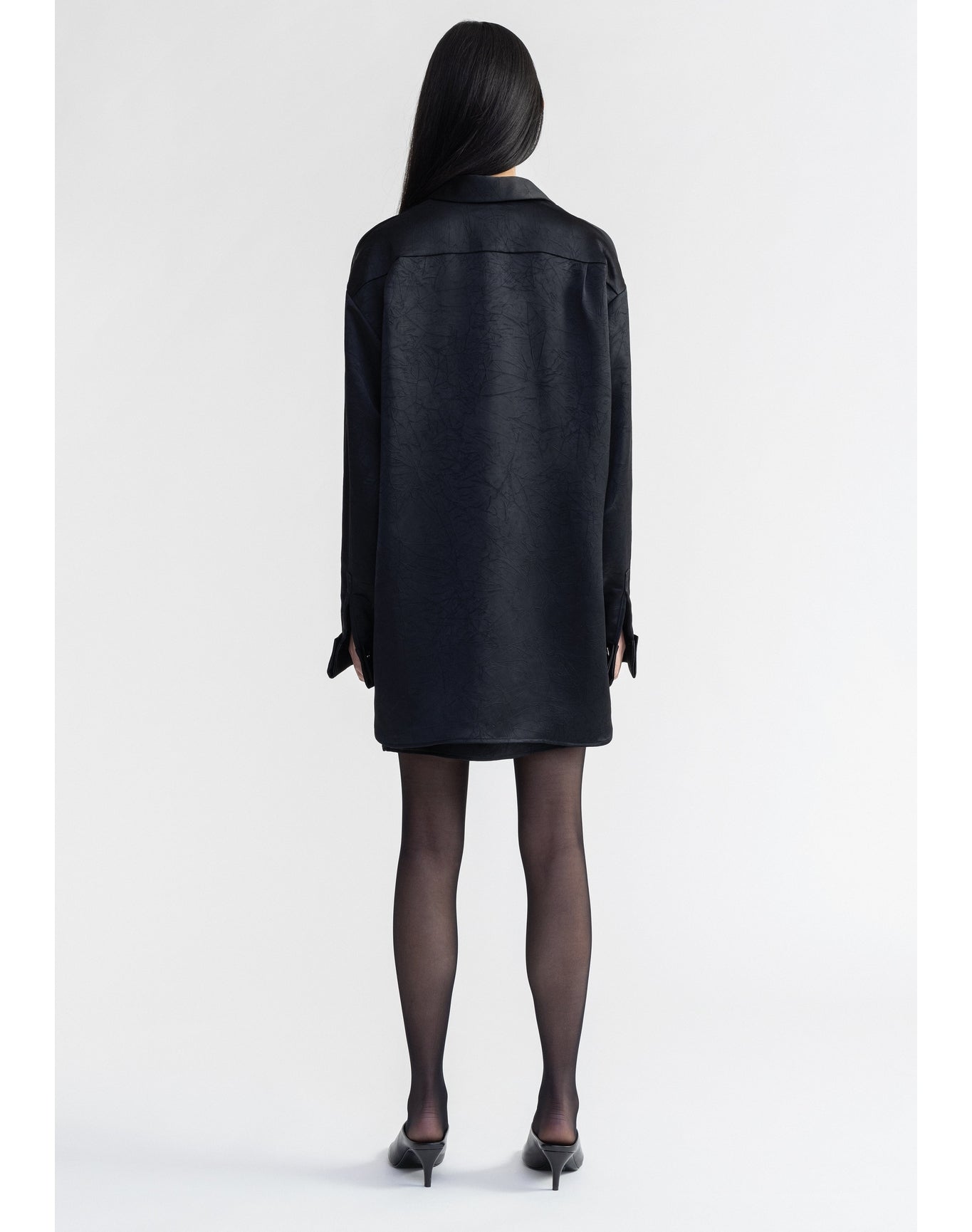 Terre | Oversized Satin Shirt | Black