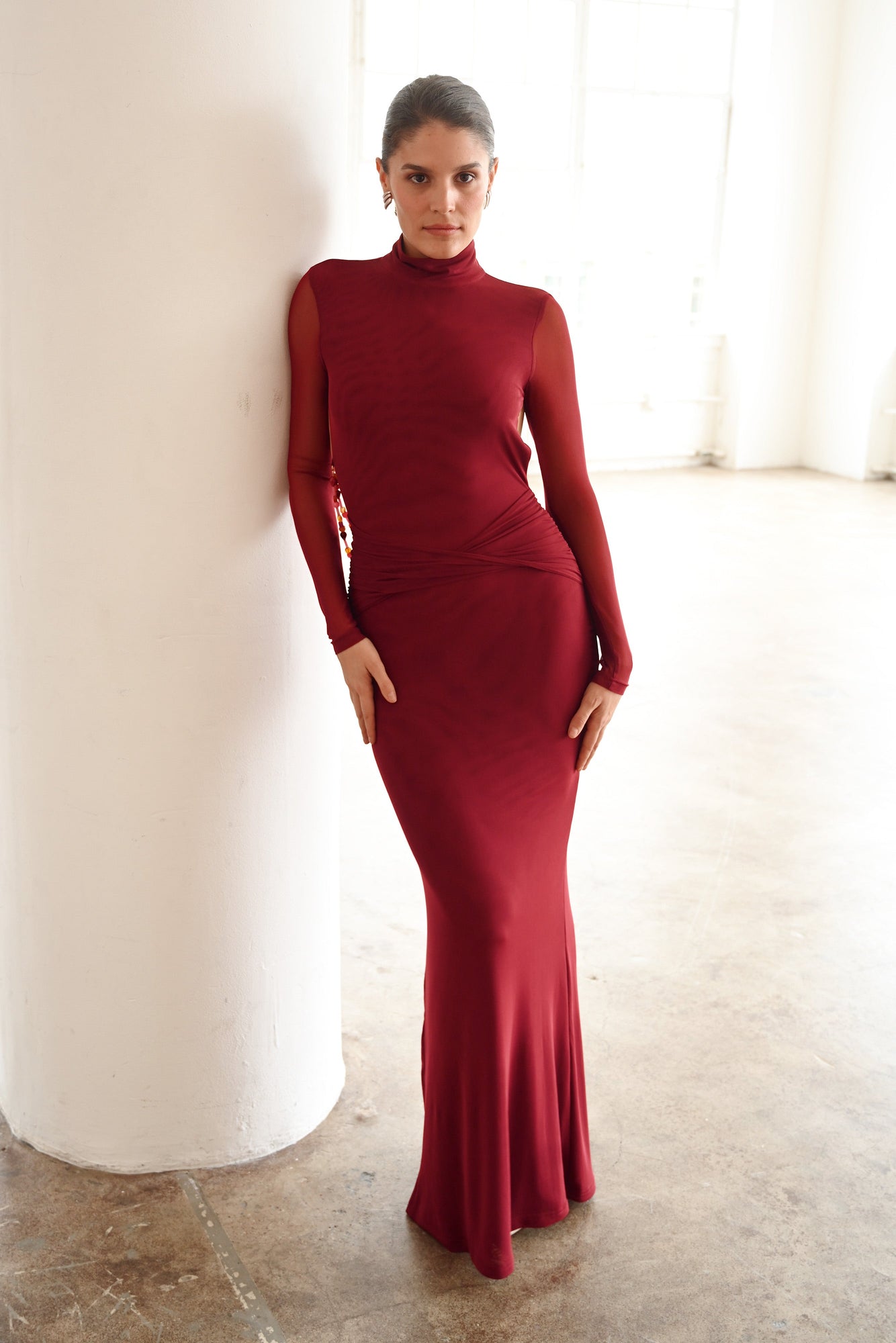 Salome Beaded Dress | Merlot
