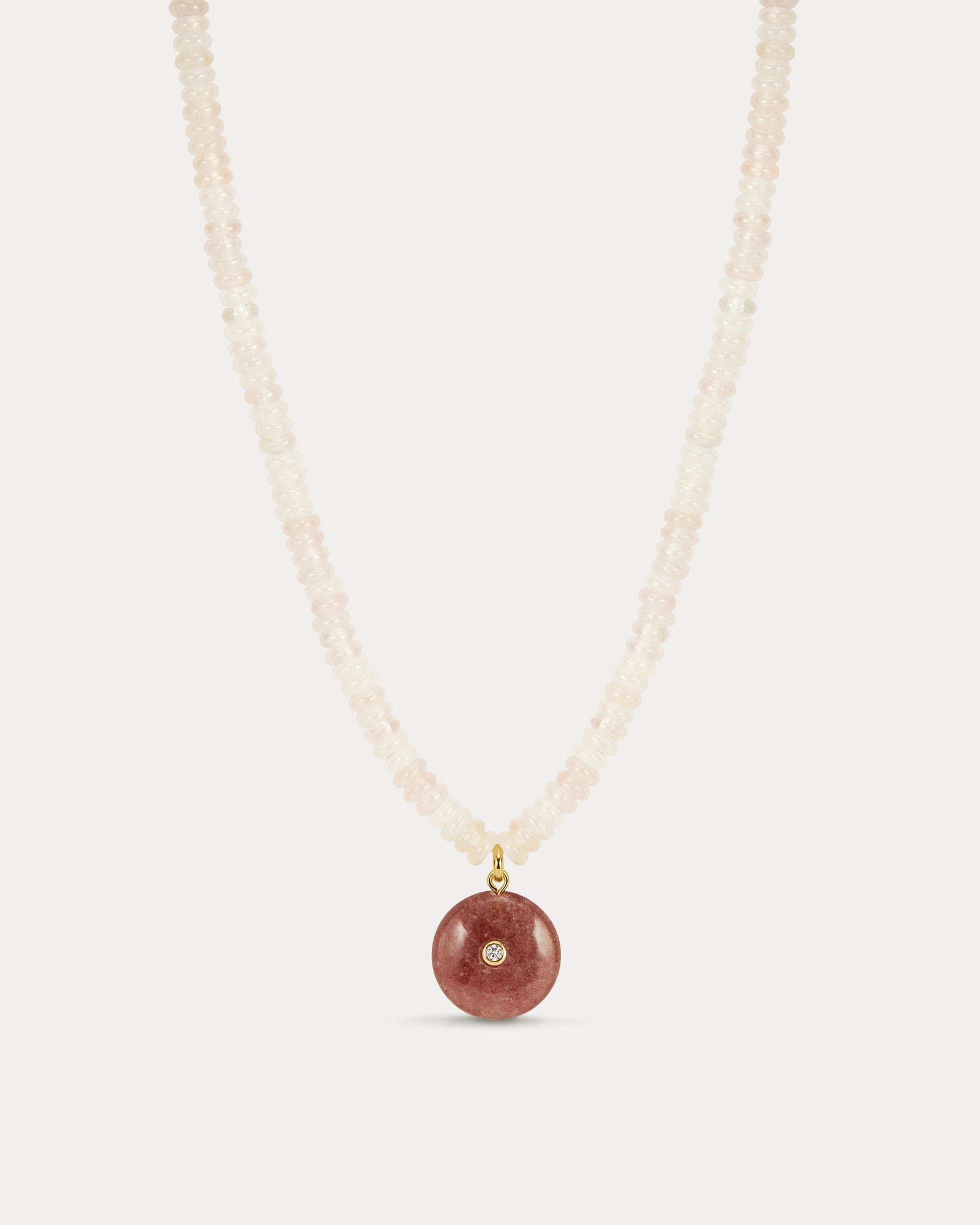 The Cote d'Azur Pendant Necklace | Rose Quartz/Cubic Zirconia | Gold
