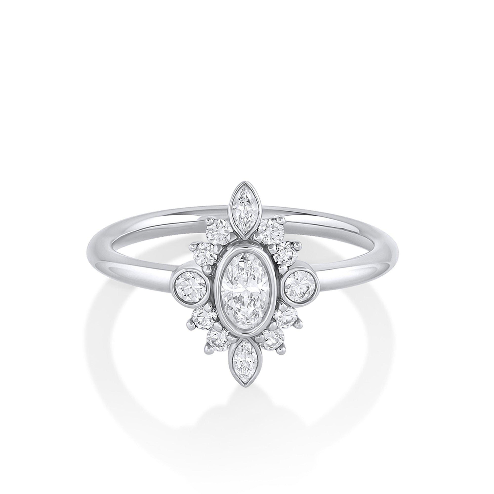 Women | The Scarlette Compass Engagement Ring | 14k White Gold