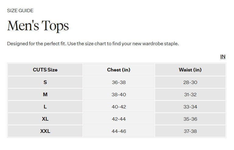 Product size guide