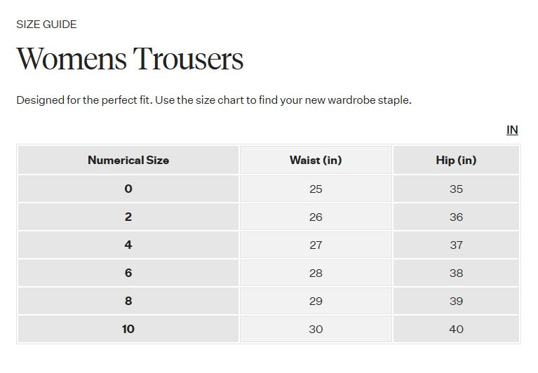 Product size guide