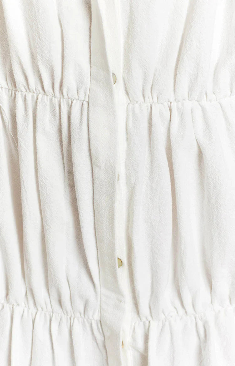 Theodossia Tiered Long Sleeve Dress | White