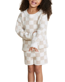 Toddler | Cozychic Cotton Checkered Pullover | Oatmeal-Cream