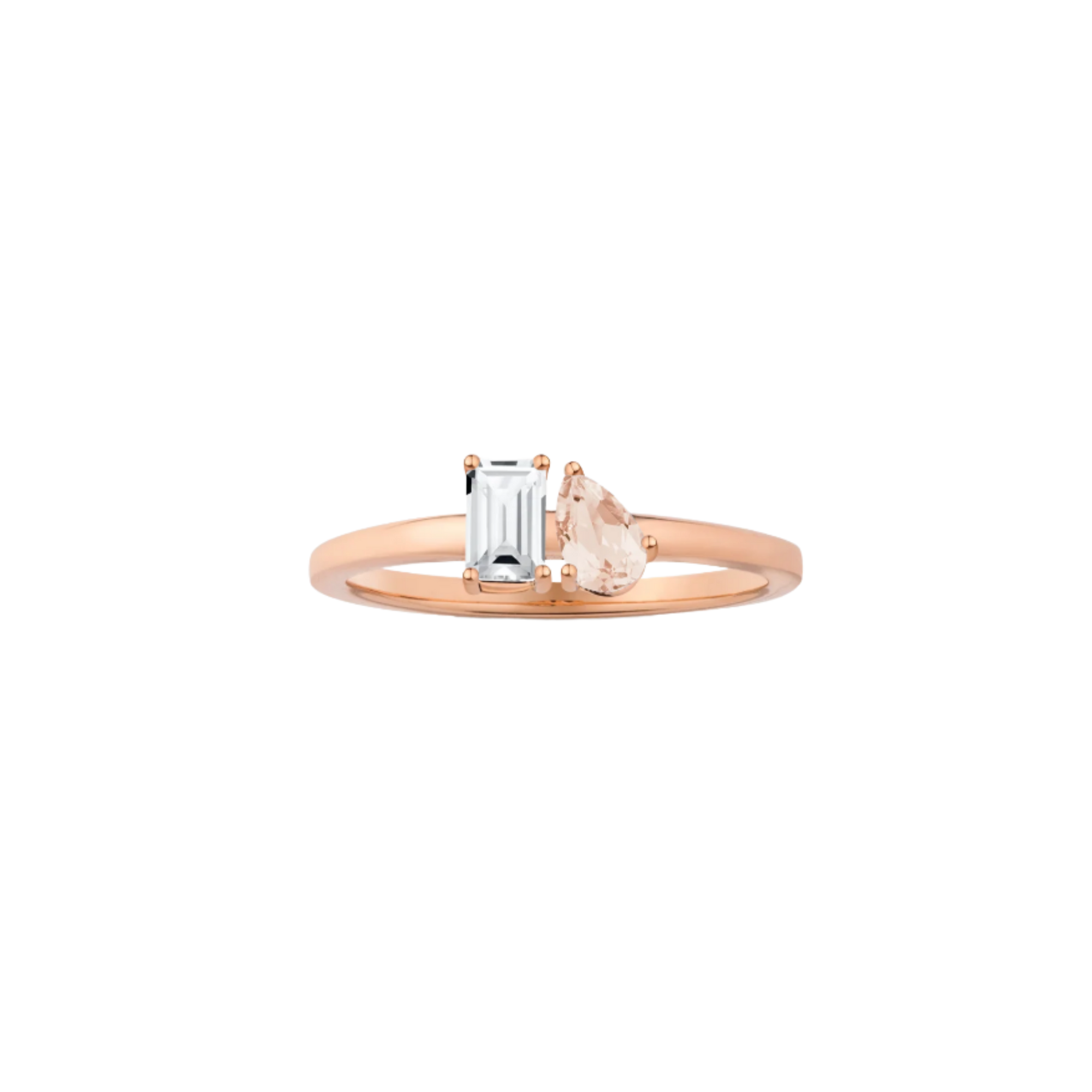 Toi et Moi Gemstone Mini Classic Ring - White Topaz & Morganite Vermeil Rose Gold First