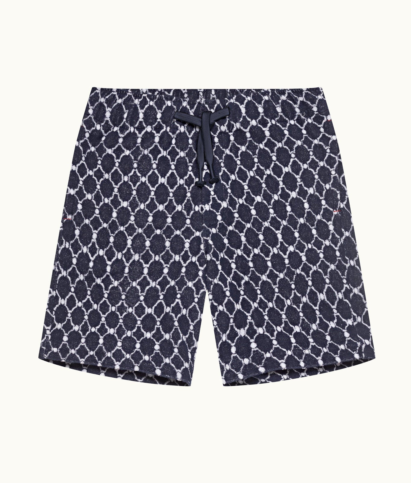 Trevone Towelling Geometric Tile Towelling Sweat Shorts | Midnight Navy