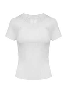 Triacetate Knit Cardigan | White