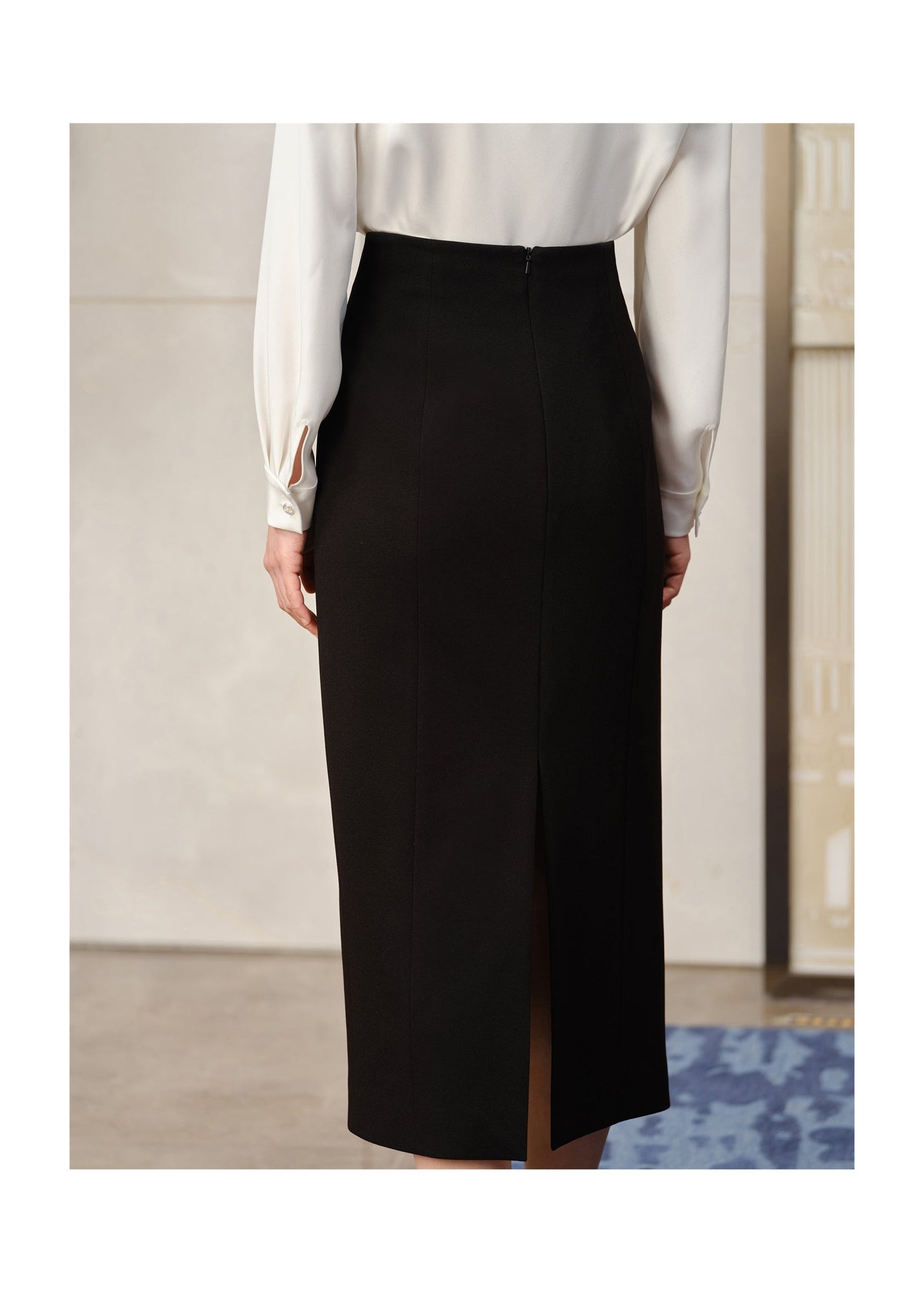 Triacetate Pencil Skirt | Black