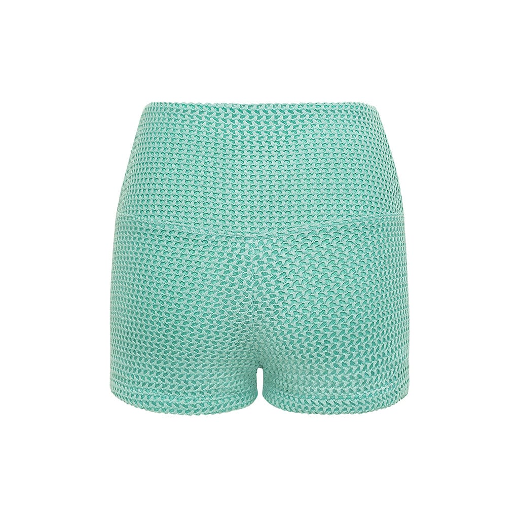 Micro Bike Short | Turquoise Crochet