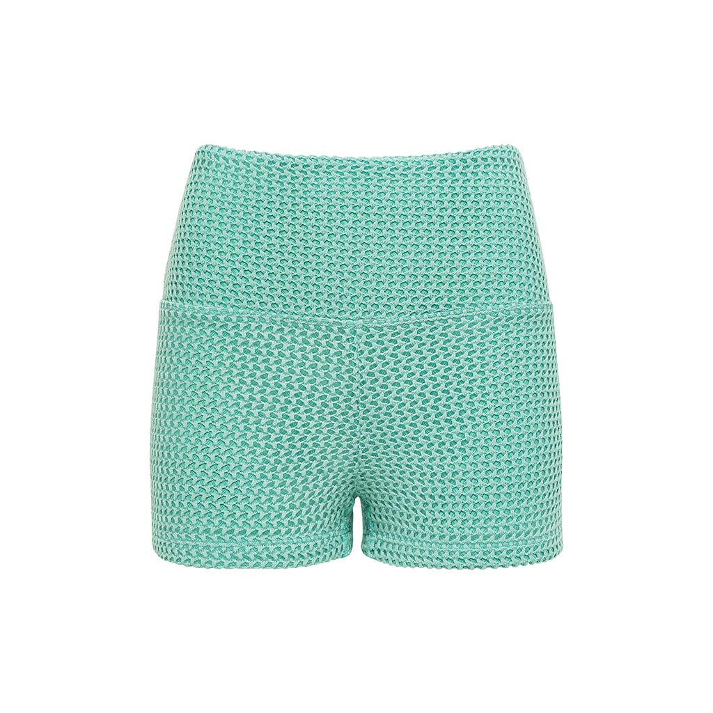 Micro Bike Short | Turquoise Crochet