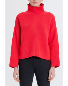 Turtleneck with Piping Details | Red