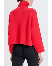 Turtleneck with Piping Details | Red