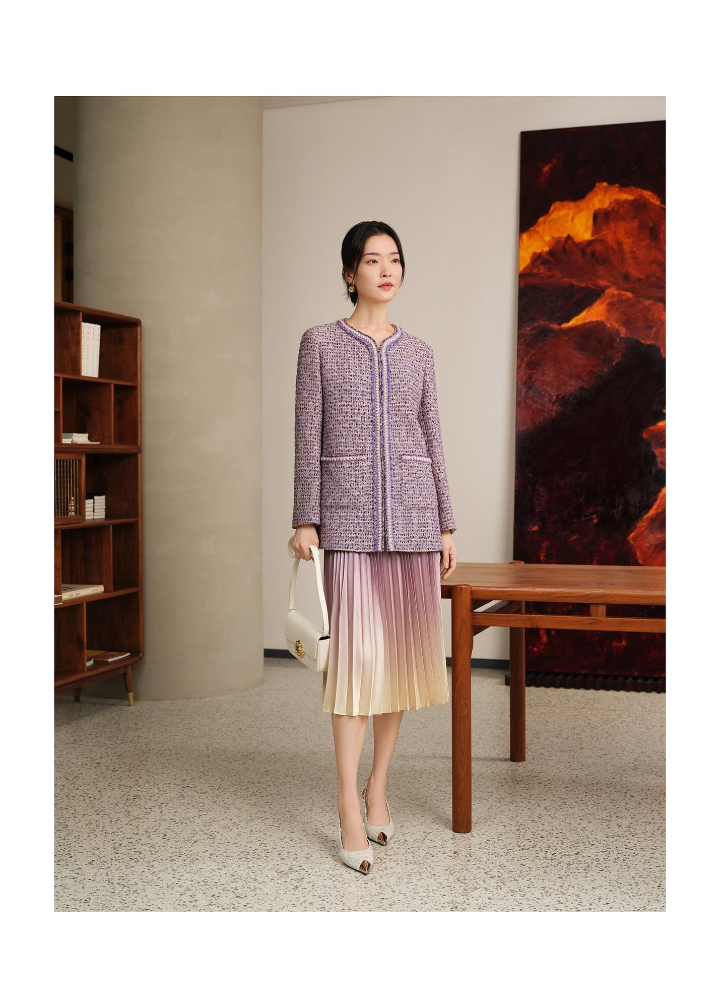 Tweed Parisian-Style Coat | Purple