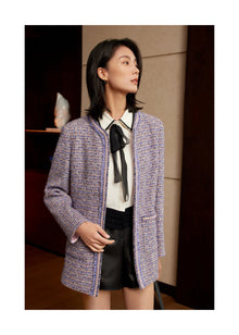 Tweed Parisian-Style Coat | Purple