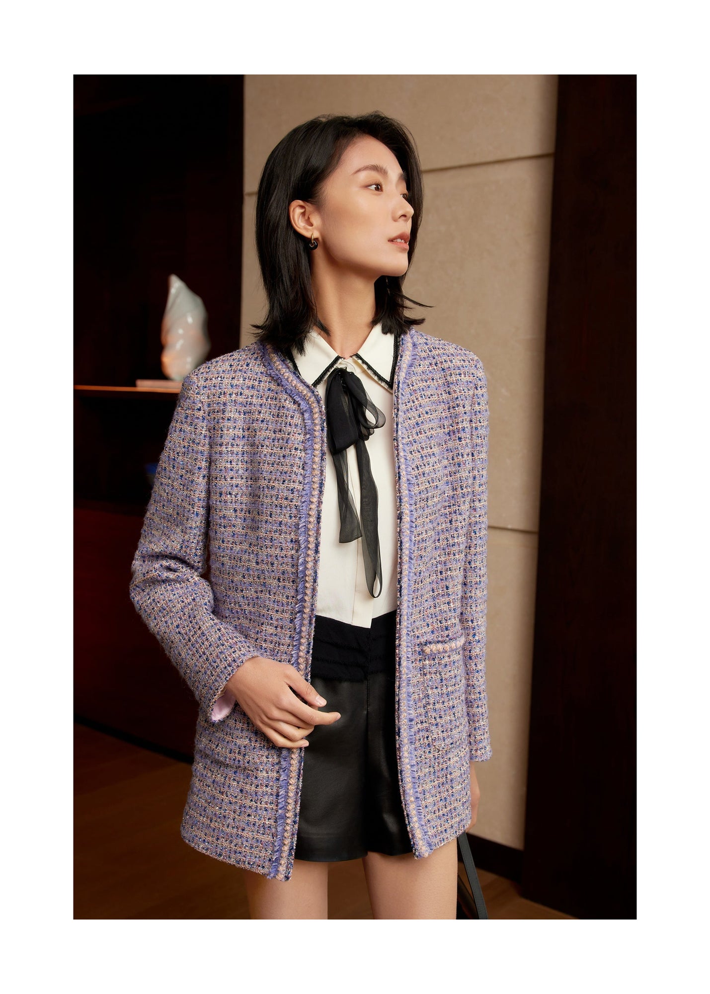Tweed Parisian-Style Coat | Purple