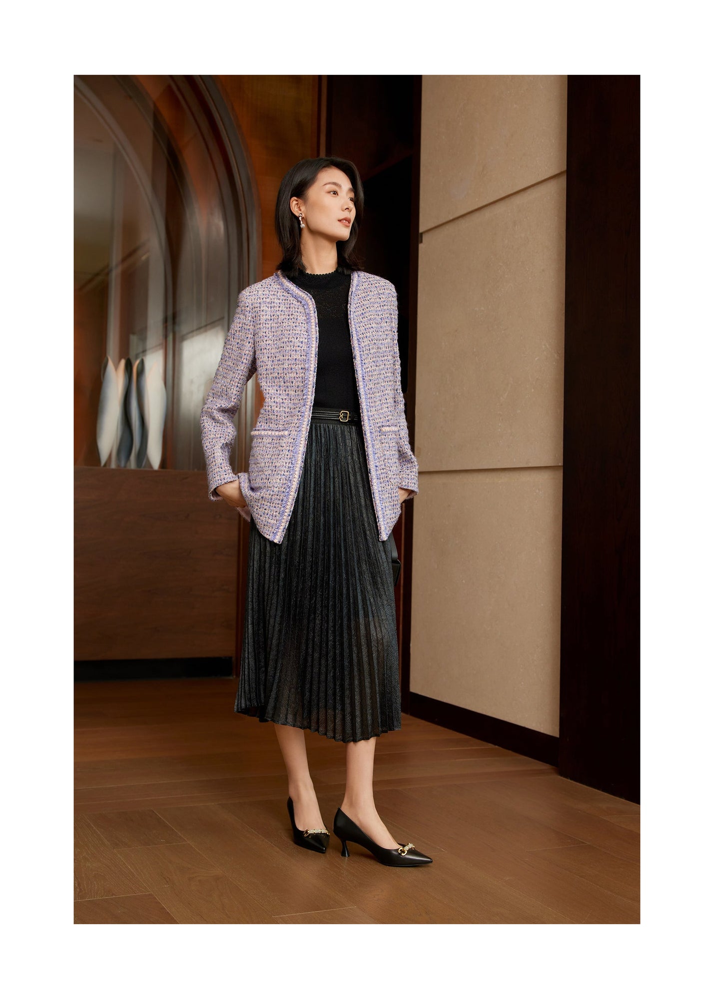 Tweed Parisian-Style Coat | Purple