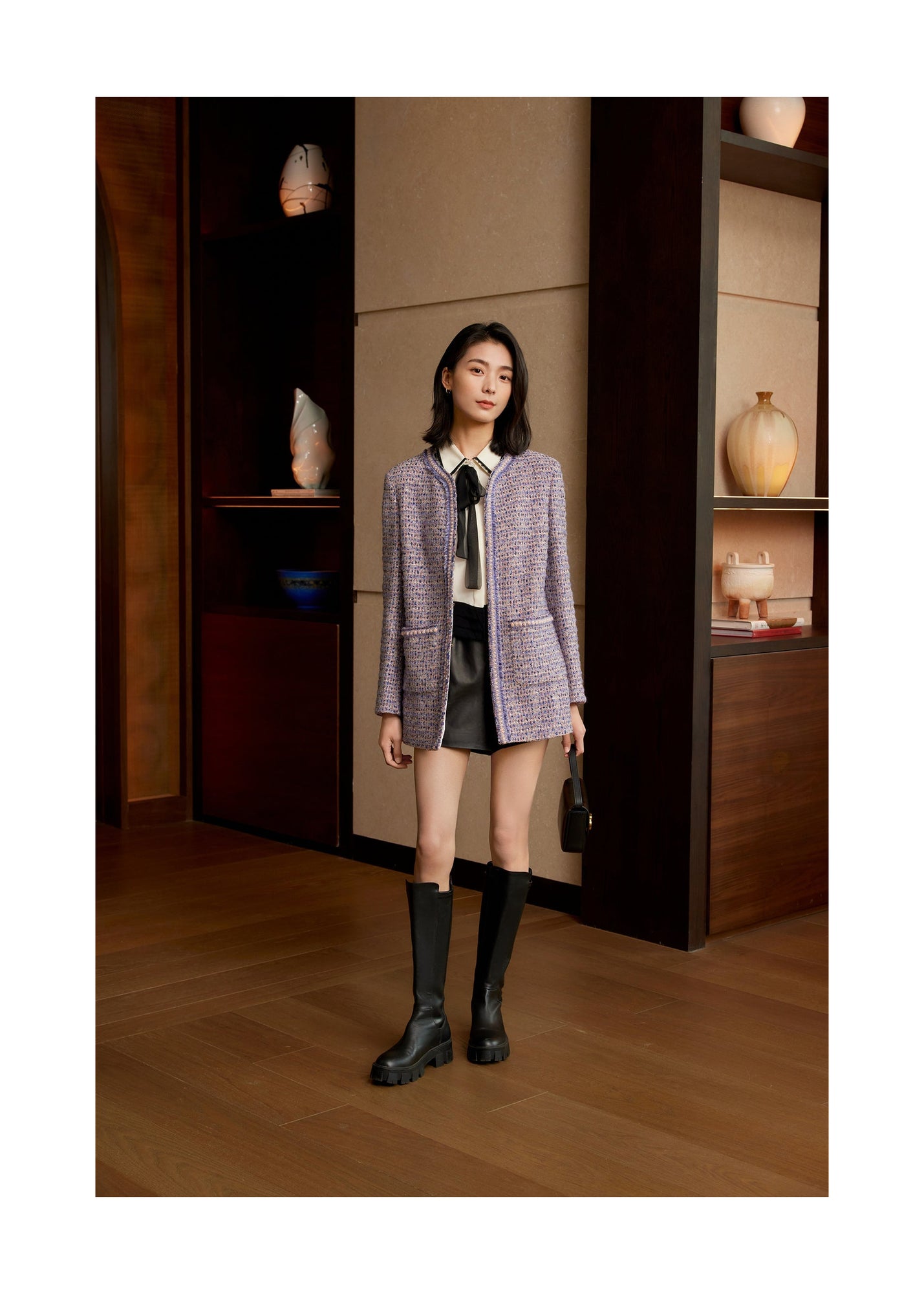 Tweed Parisian-Style Coat | Purple