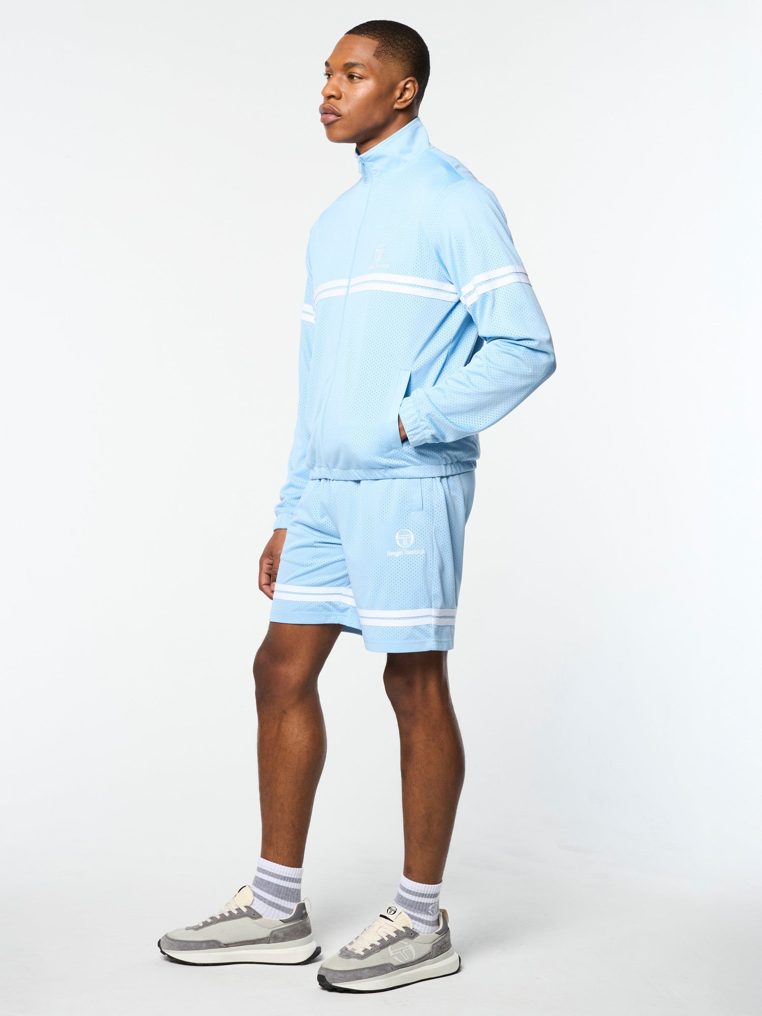 Men | Arturo Mesh Track Jacket | Dutch Canal/ White