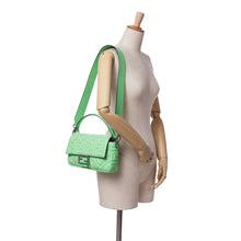 Fendi | Pre-Owned Zucca Embossed Stitched Leather Baguette Satchel - II | Green/Light Green