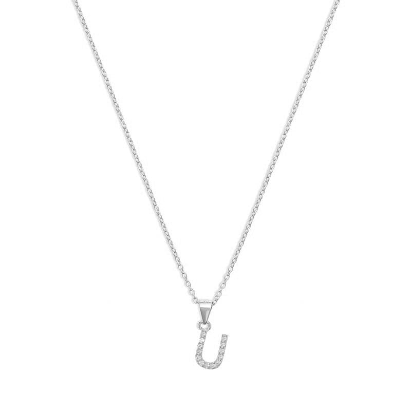 The Pave Single Block Initial Necklace | 18KT Gold Vermeil & Sterling Silver