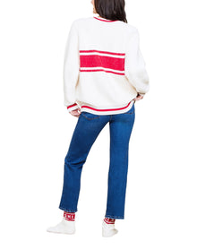 Unisex | Cozychic Cotton Apres Pullover | Cream-Americana Red
