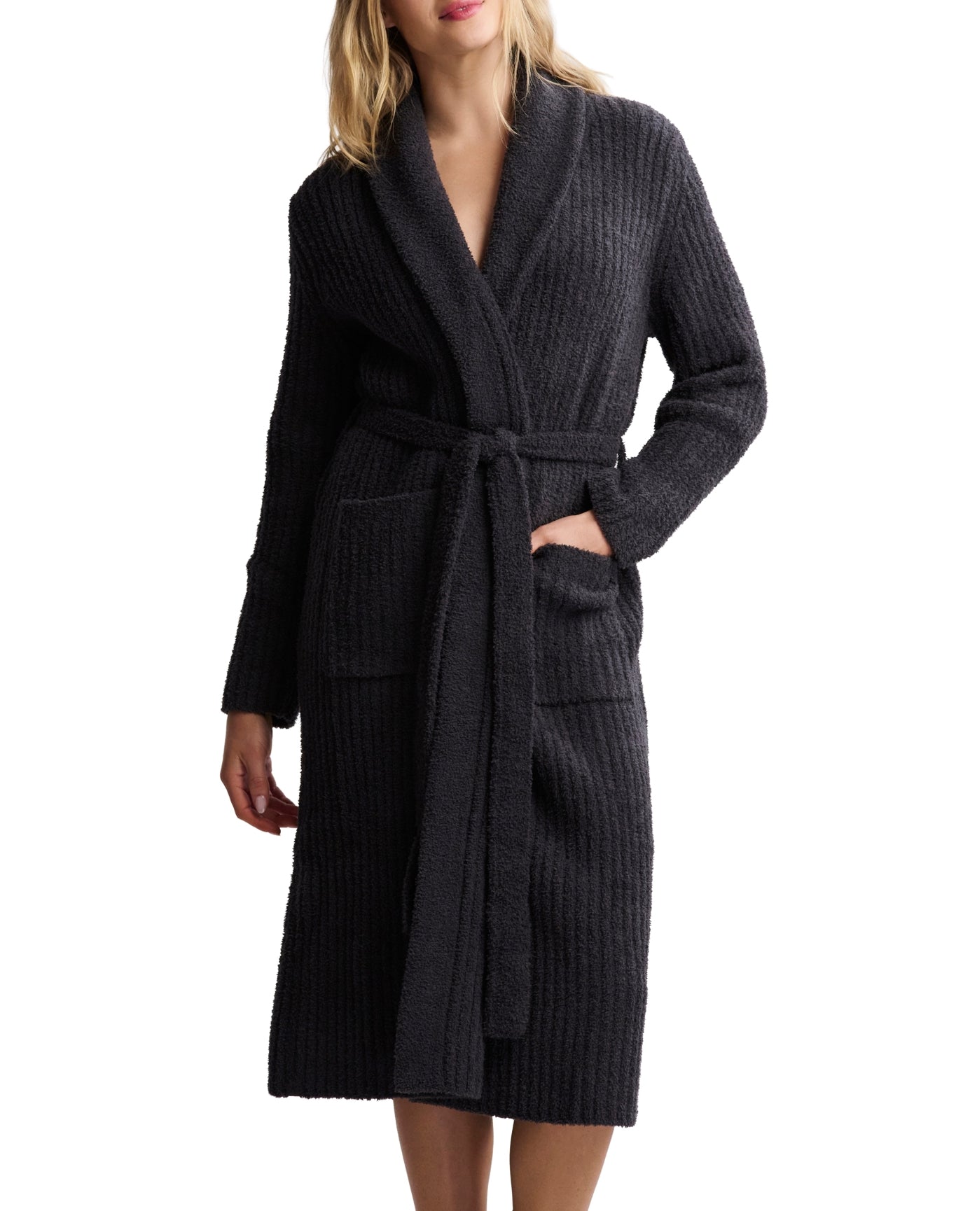 Unisex | Eco Cozychic Ribbed Robe | Carbon