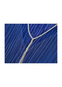 V-neck Waist-fitted Dress | Blue