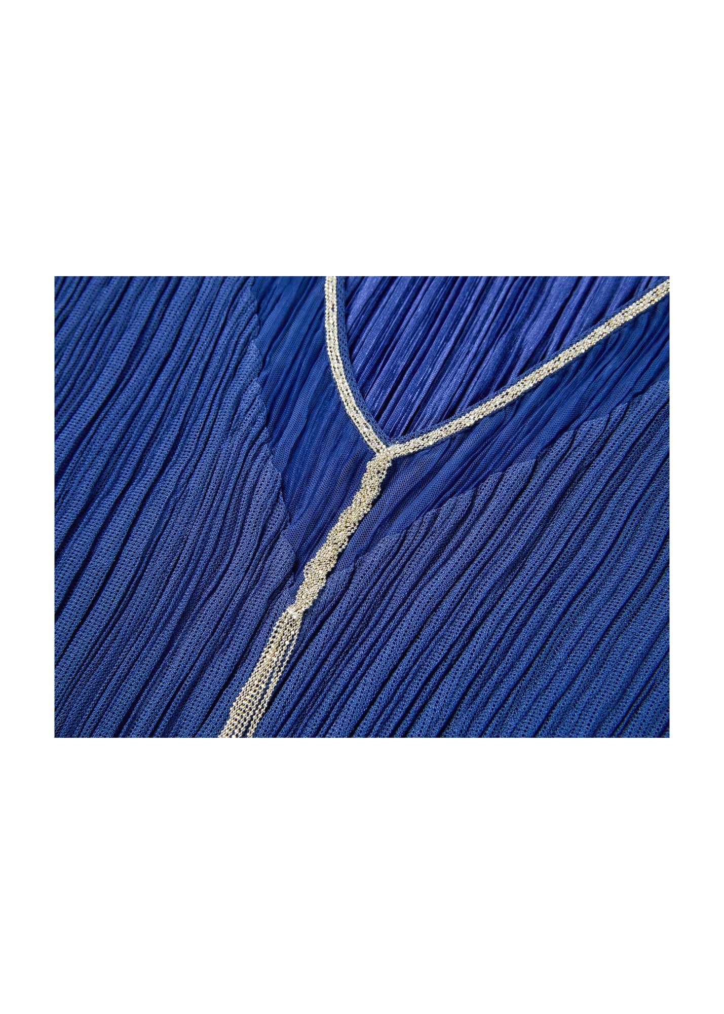 V-neck Waist-fitted Dress | Blue