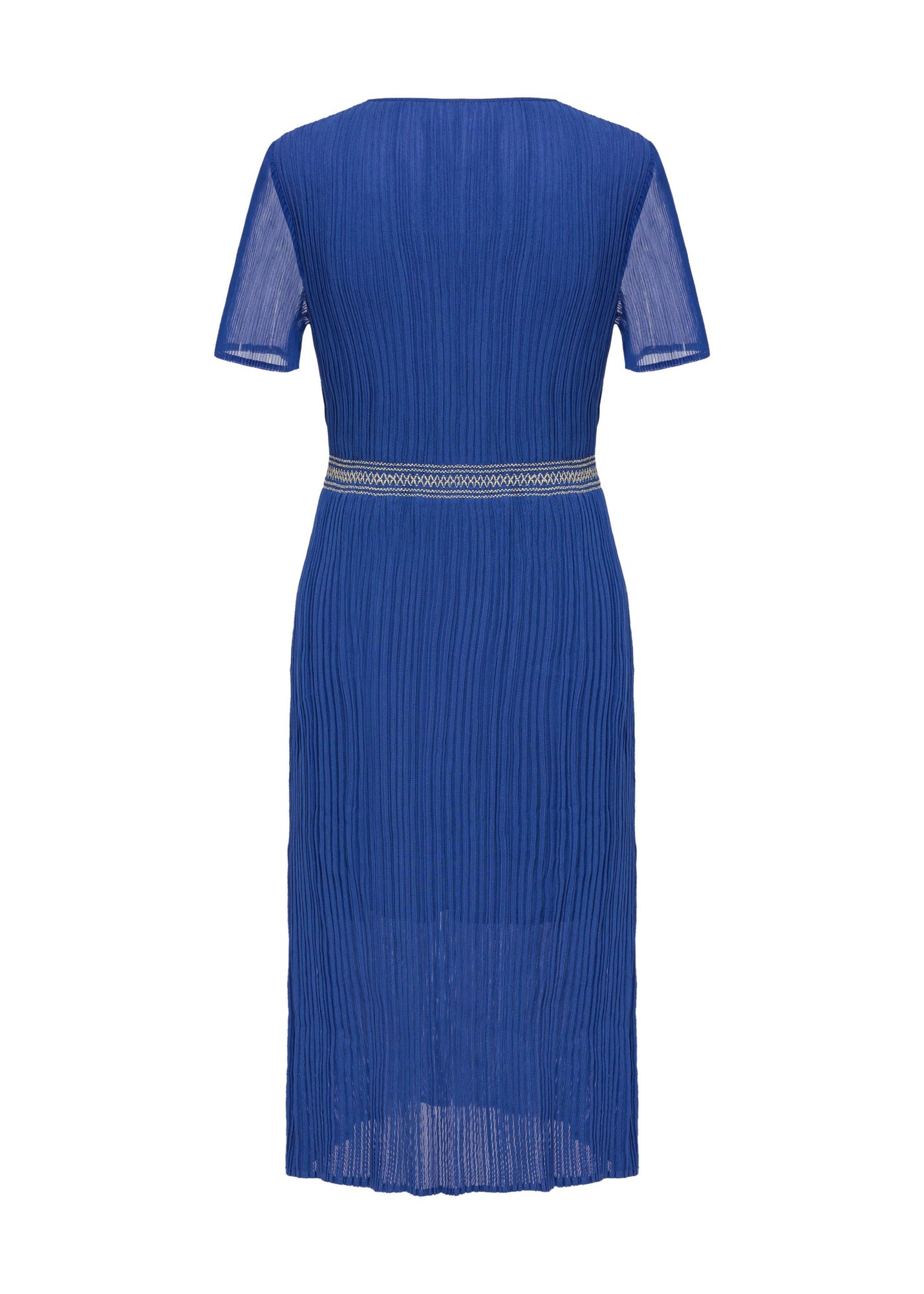 V-neck Waist-fitted Dress | Blue