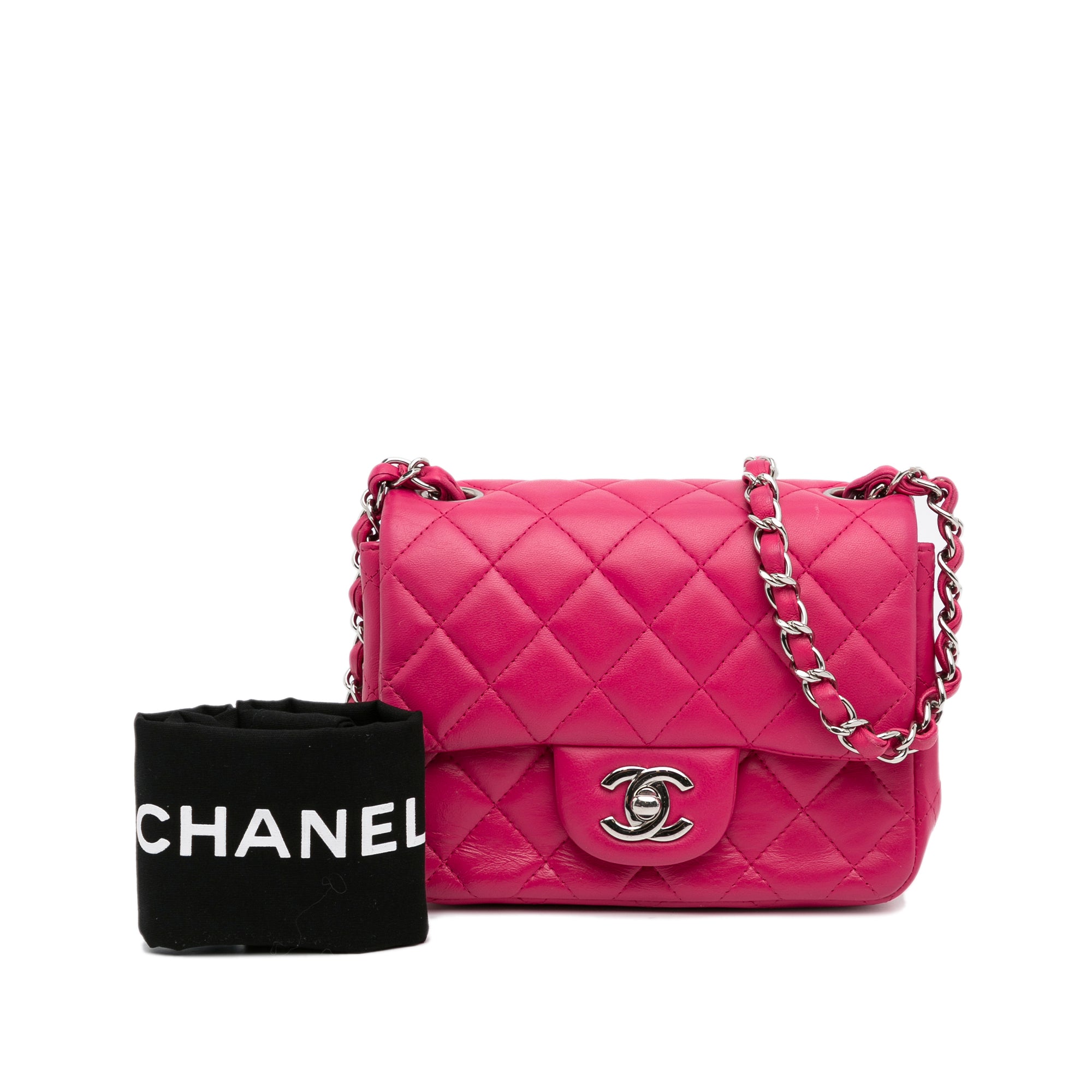 Chanel Pre-Owned Mini Square Classic Lambskin Flap | Women | Pink x Dark Pink