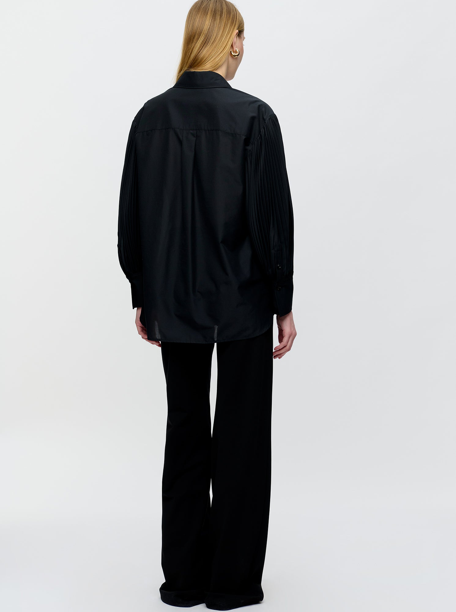 Viola Pleated Sleeve Shirt | Black