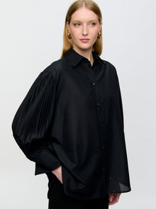 Viola Pleated Sleeve Shirt | Black