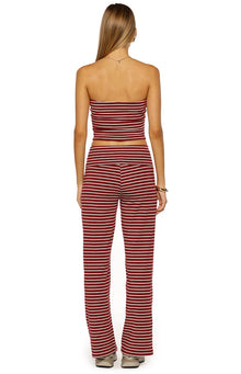 Vaeda Strapless Tube Top | Burgundy Stripe
