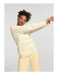 Varsity Striped Rugby Shirt | Lemon Meringue/White