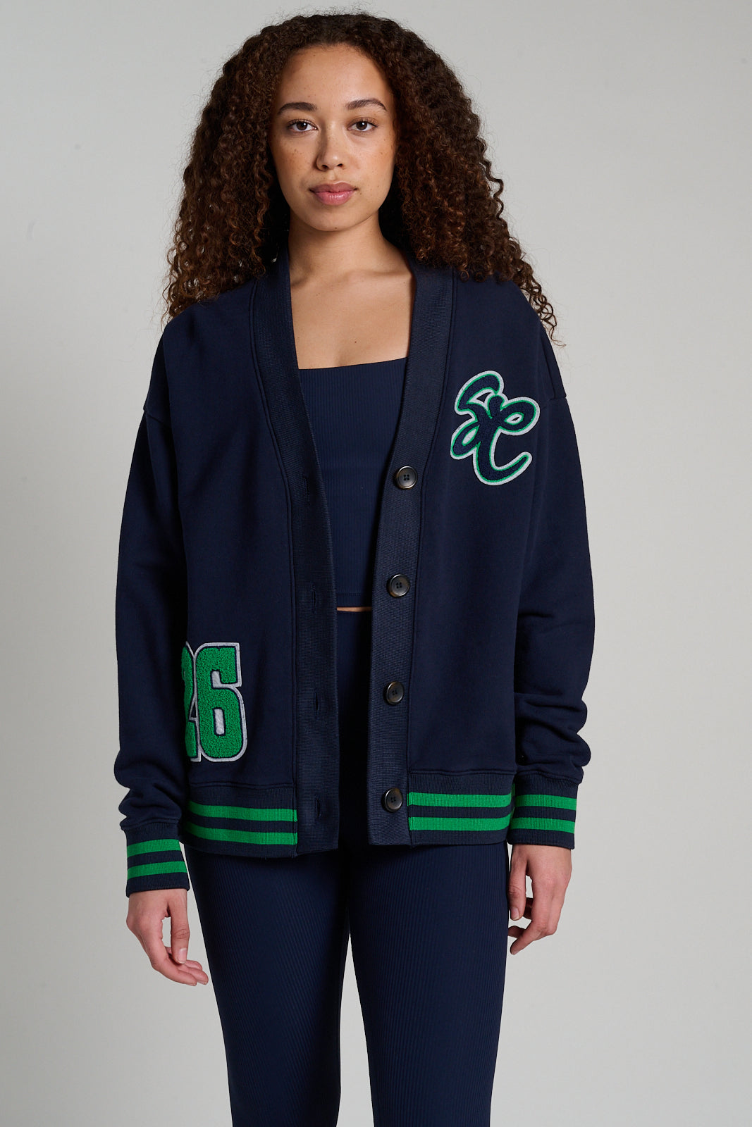 Soul by SoulCycle | Varsity Cardigan | Navy