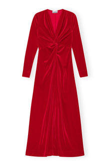 Velvet Jersey Twist Long Dress | Savvy Red