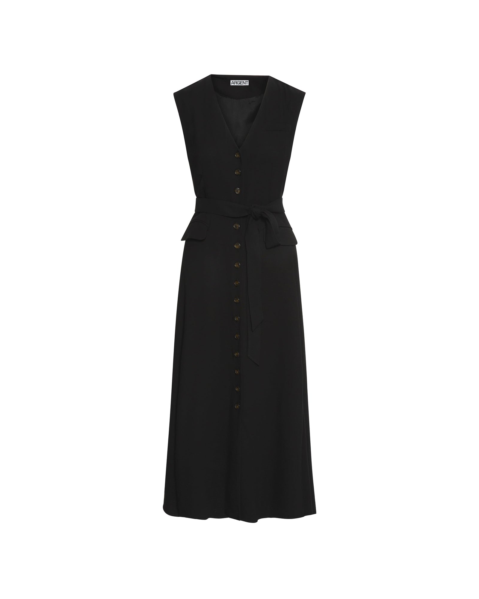 Vest Dress in Viscose Wool Crepe | Black