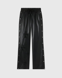 Womens | Pom Pom Faux-Leather Track Pant | Black