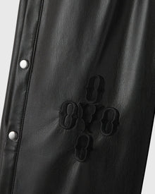 Womens | Pom Pom Faux-Leather Track Pant | Black