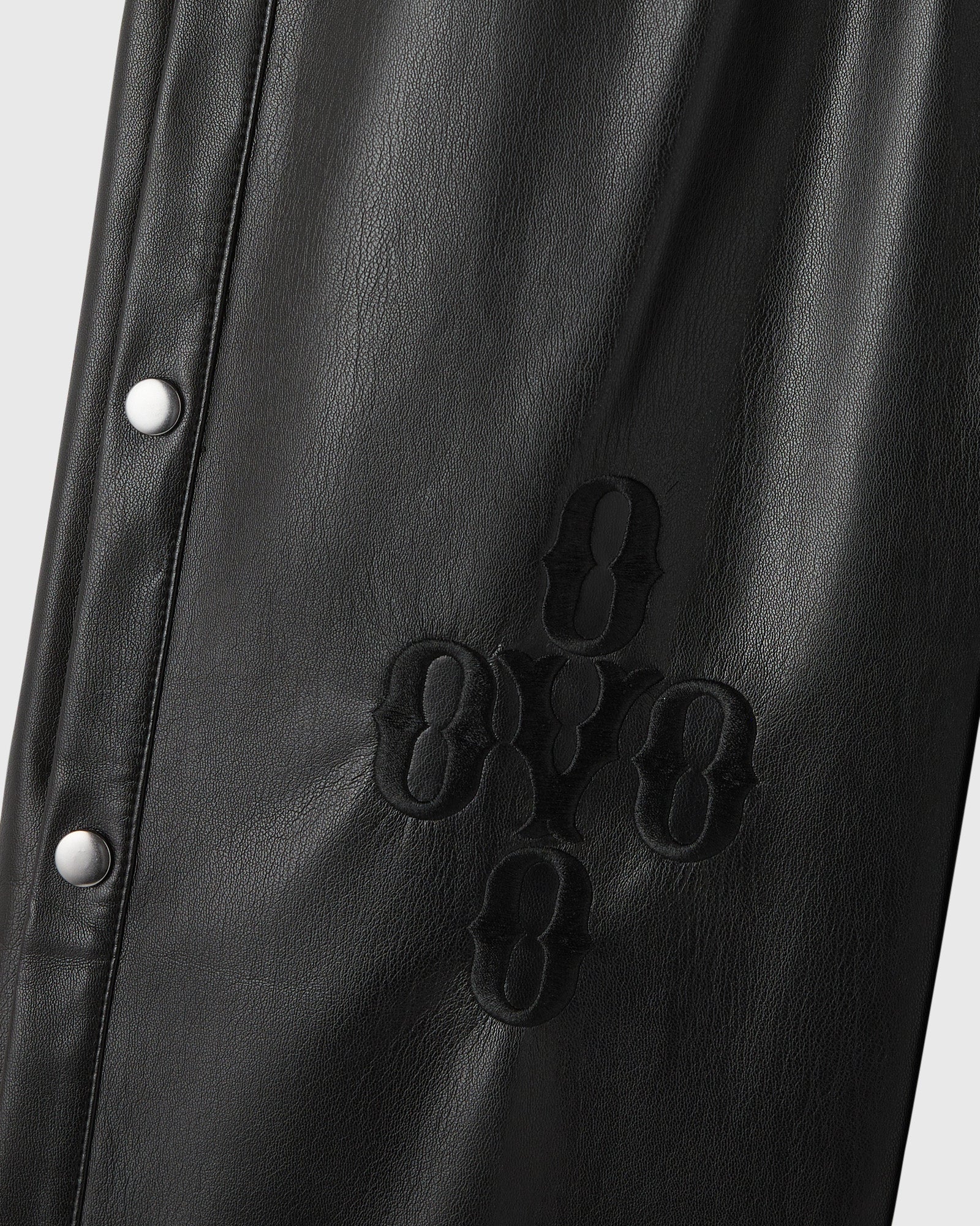 Womens | Pom Pom Faux-Leather Track Pant | Black