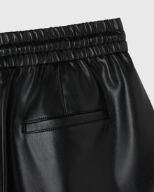 Womens | Pom Pom Faux-Leather Track Pant | Black