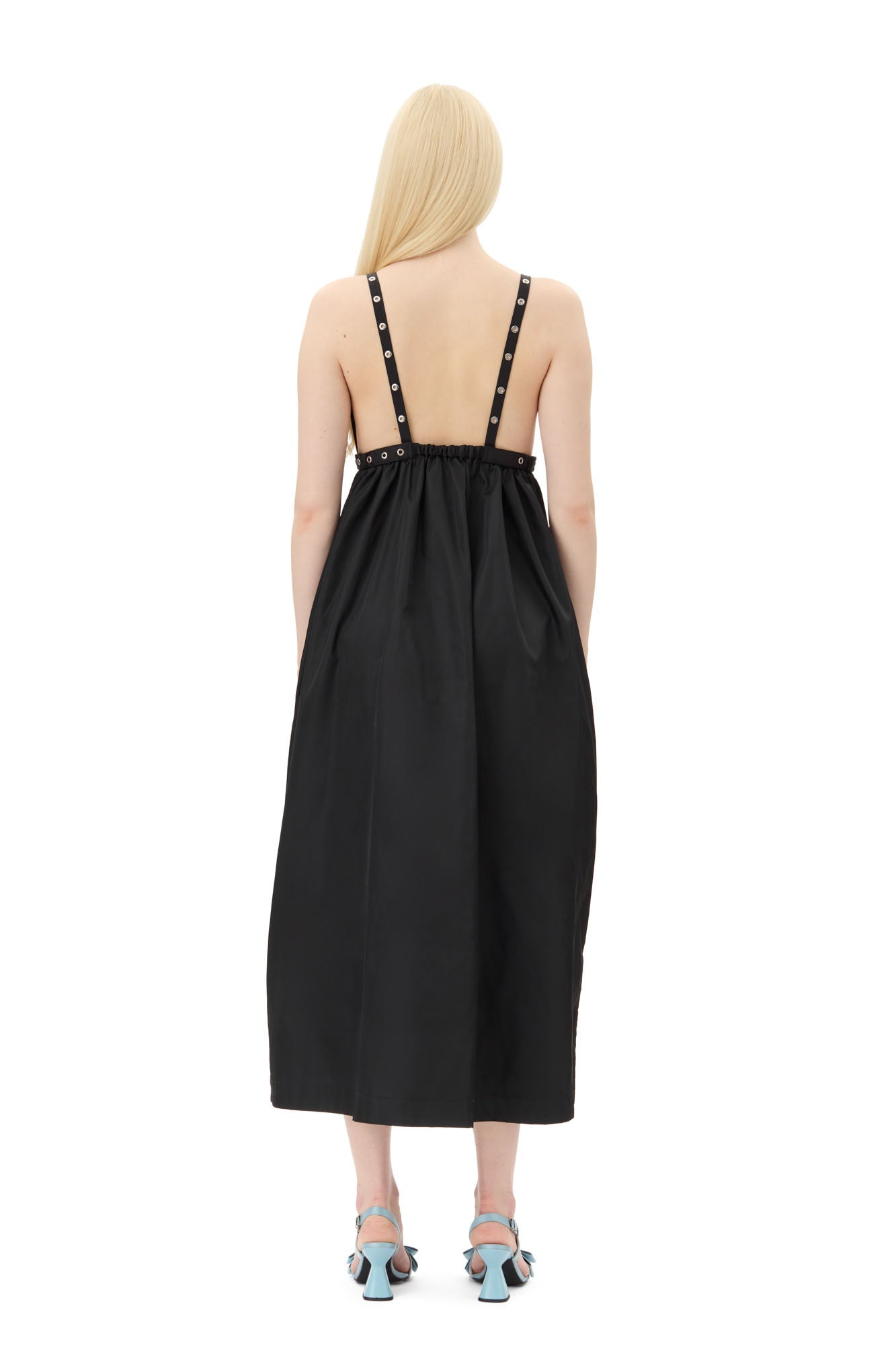 Duchesse Nylon Strap Dress | Black