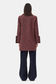 Woollen Check Midi Jacket | Racing Red