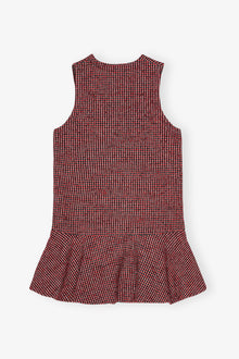 Woollen Check Mini Dress | Racing Red